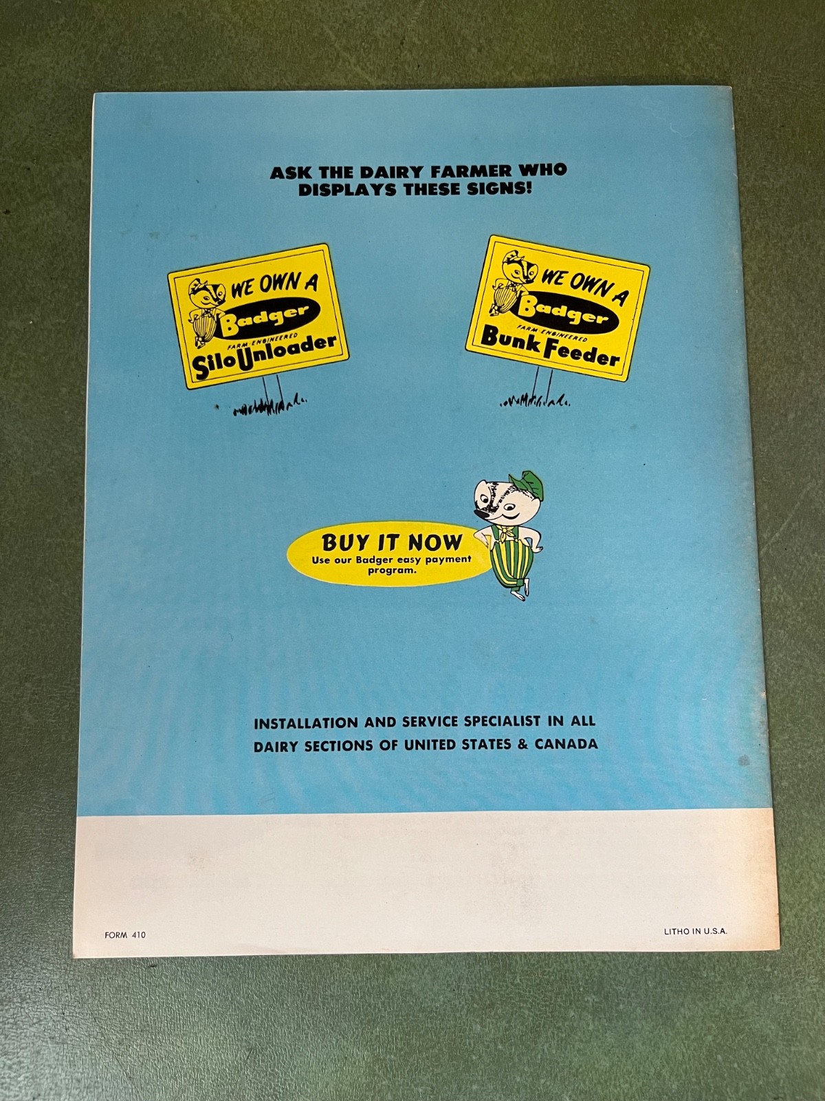 Original 1960’s Badger Silo Unloader & Bunk Feeders Sales Brochure