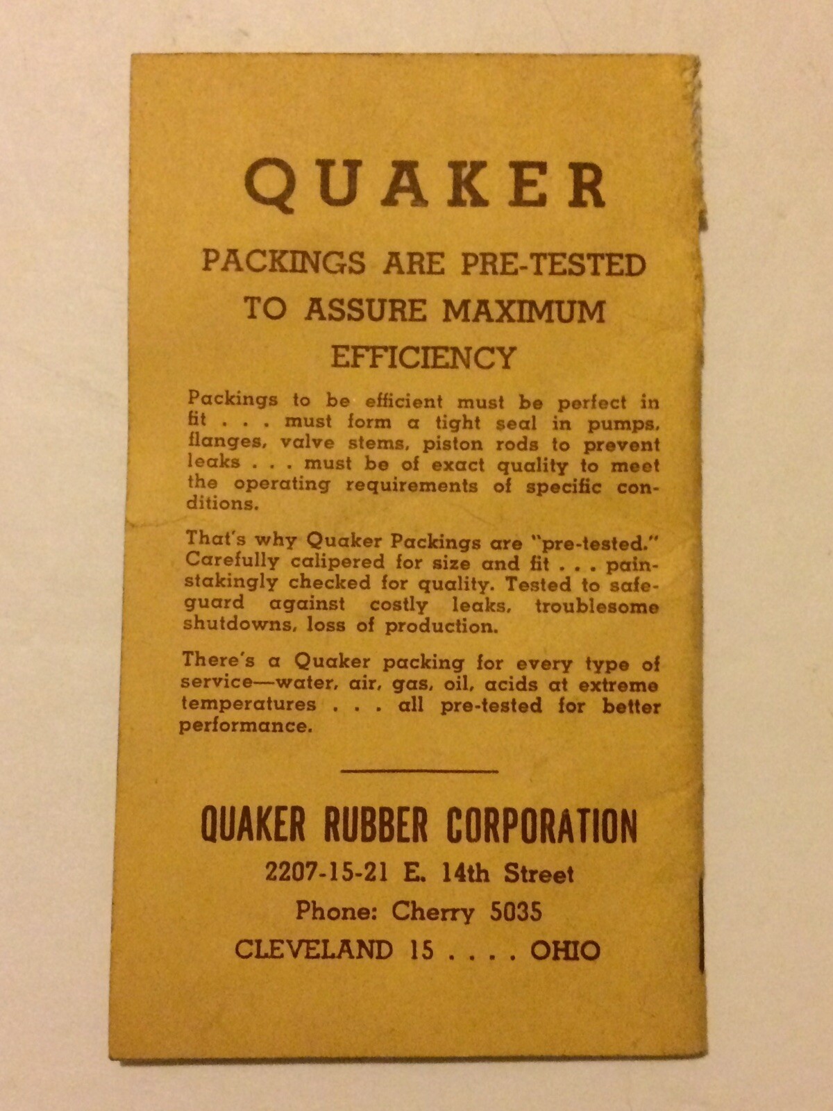1949 “Your Quaker Friendly Daily Reminder” Booklet Quaker Rubber Corporation