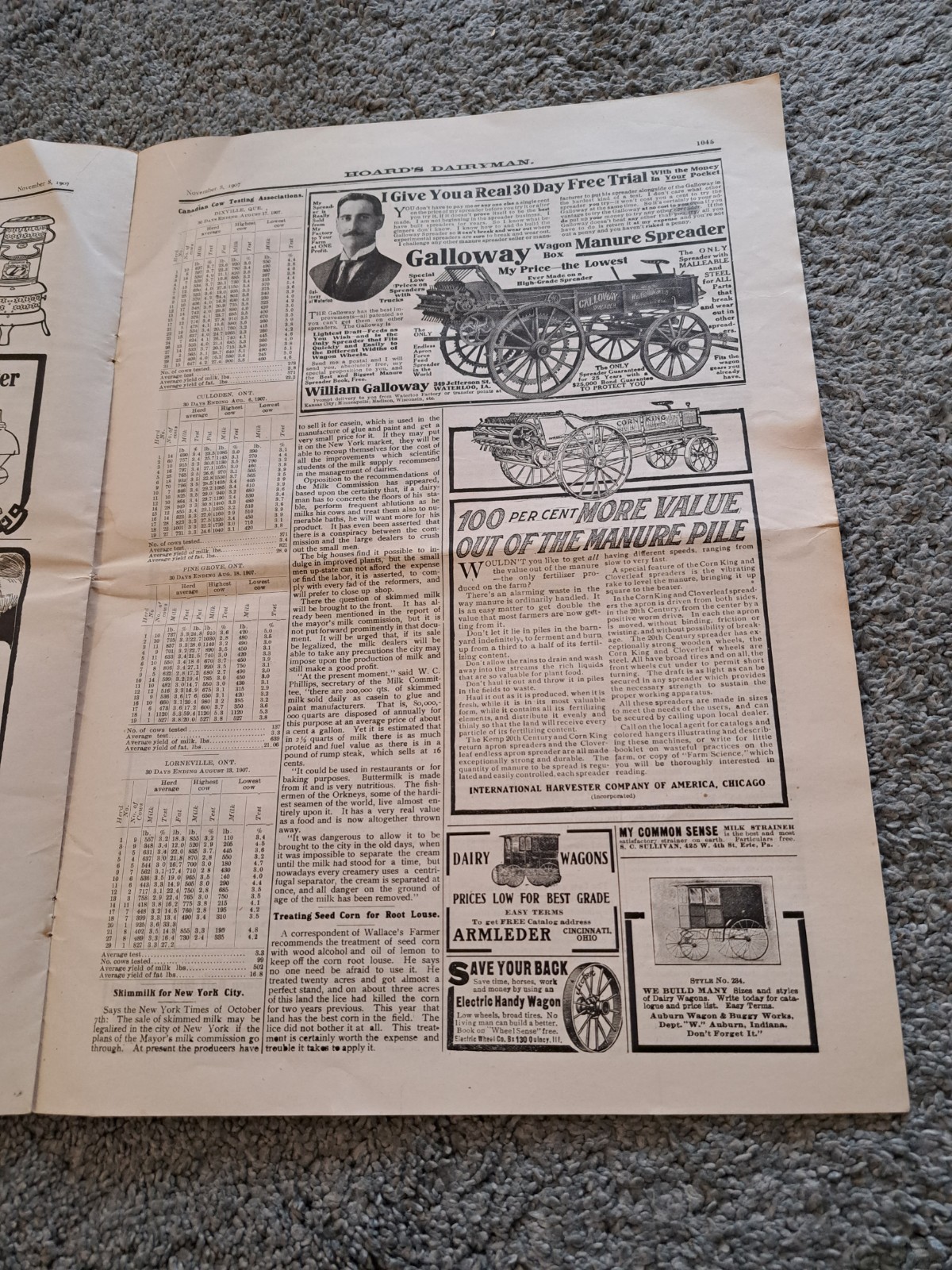 November 8 1907 Hoard’s Dairyman Newspaper Dairy Farming Magazine