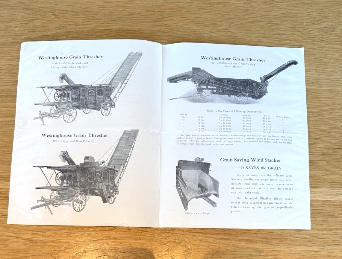 Original 1919 Westinghouse Grain Thresher Advertising Brochure- Agricultural