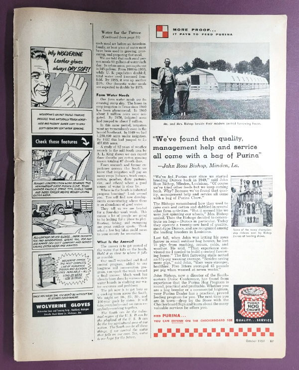 Original 1959 Purina Feed Ad features Mr&Mrs John Ross Bishop, Minden Louisiana