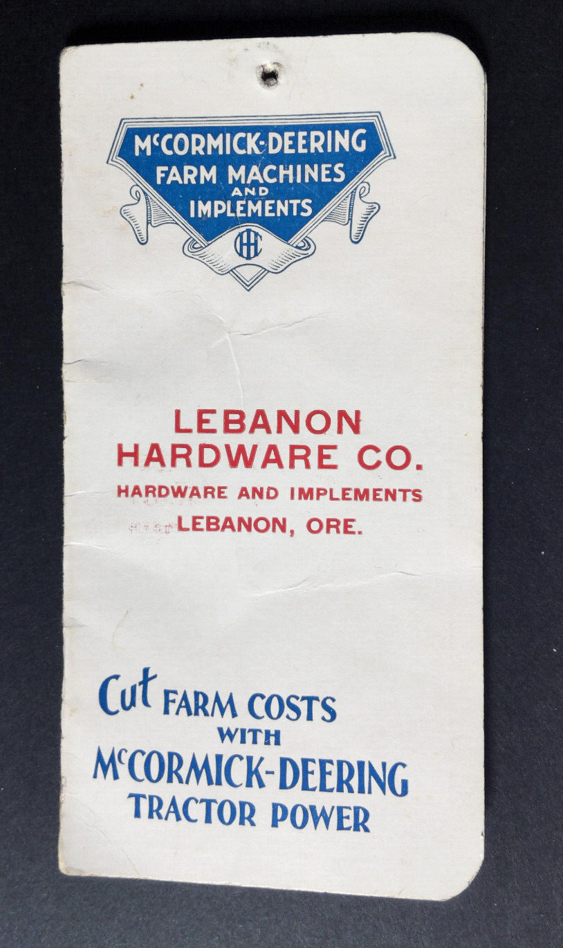 McCormick Deering Farm Machine and Implements Notebook 1934 35 Lebanon Hardware