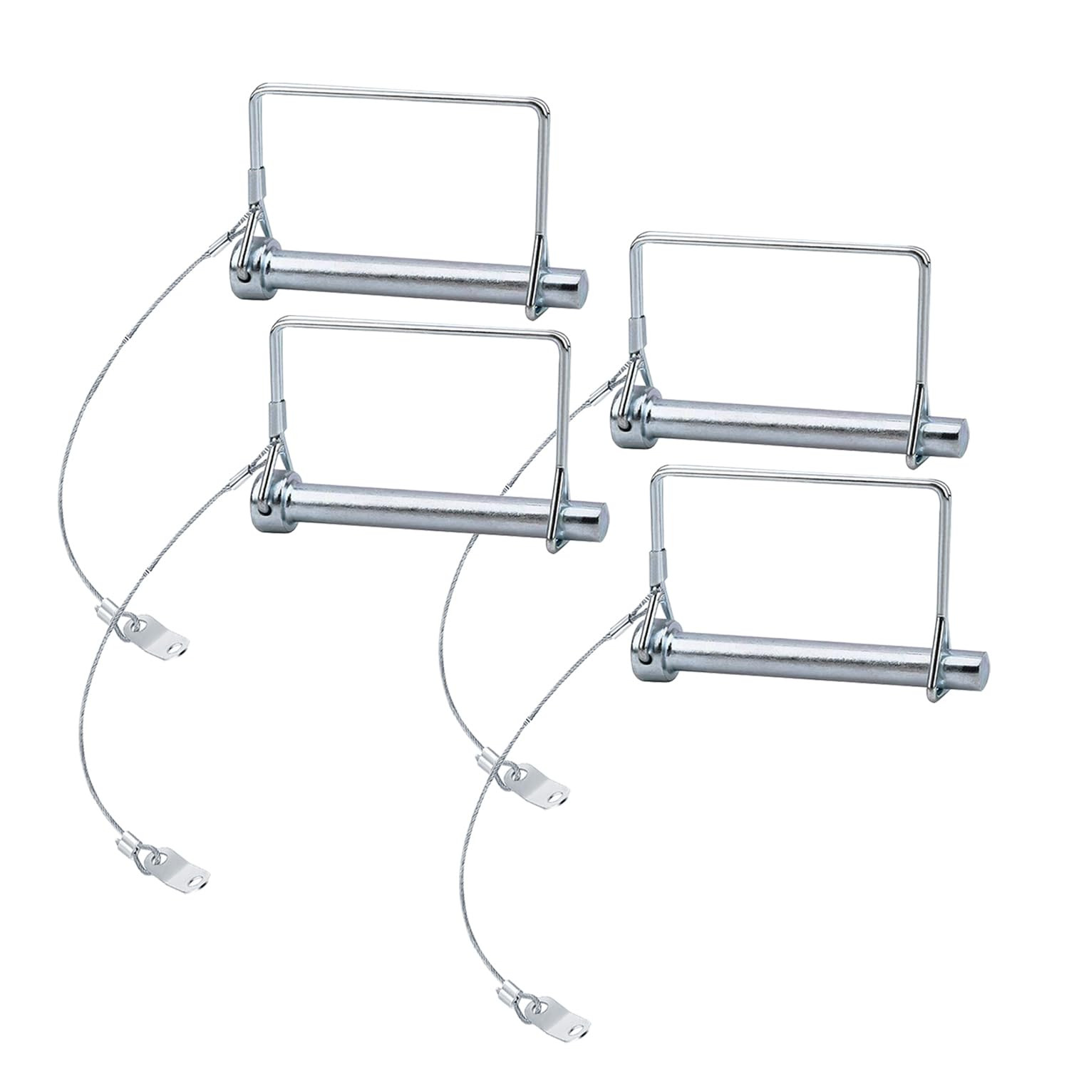 4 Pack 3/8″ X 4″ Heavy Duty Trailer Coupler Pins with Anti-Loss Cable – Zinc Pla