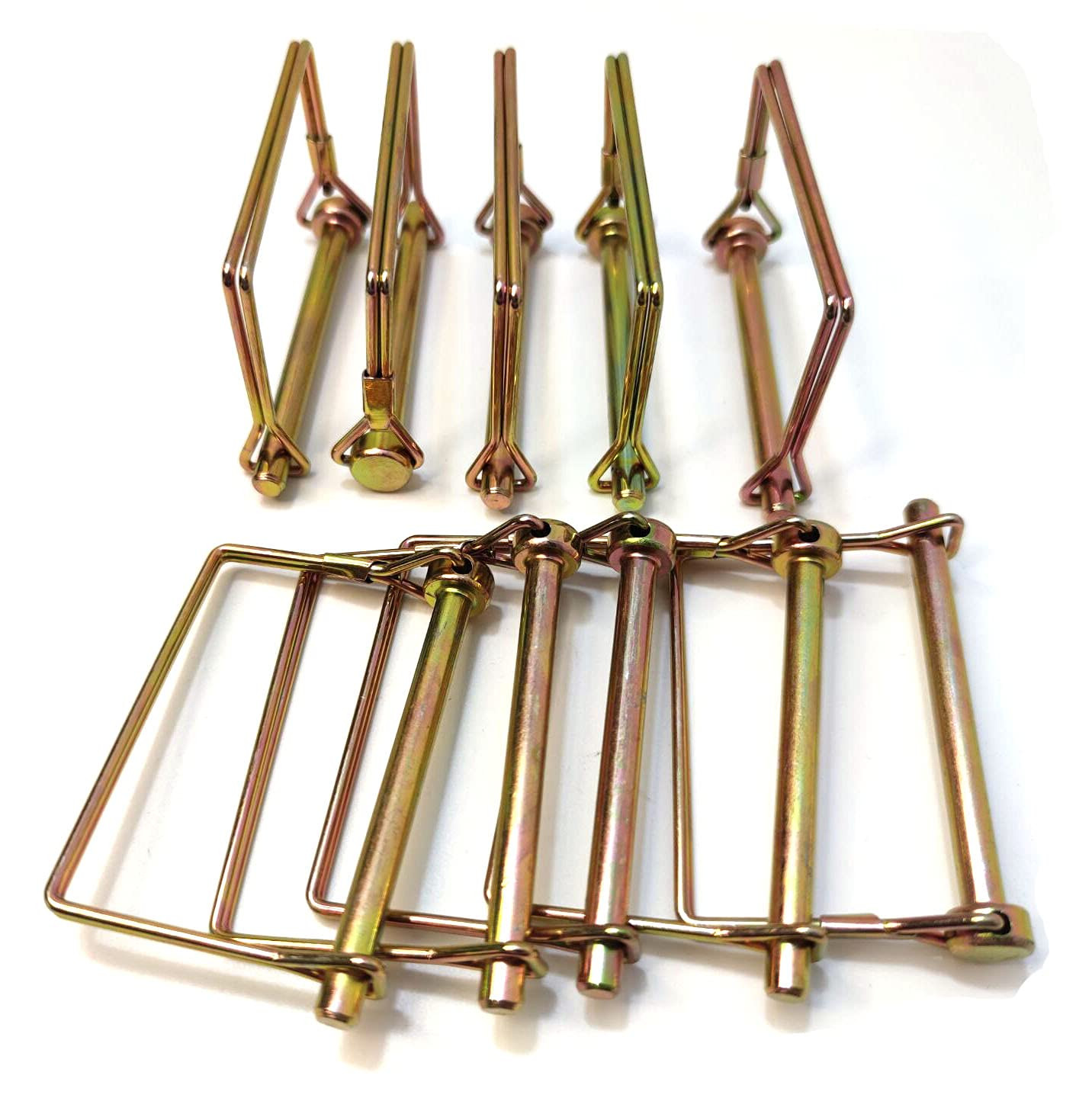 10PCS 1/4″ Wire Lock Hitch Pins Trailer Coupler PTO Safety Pins Gold