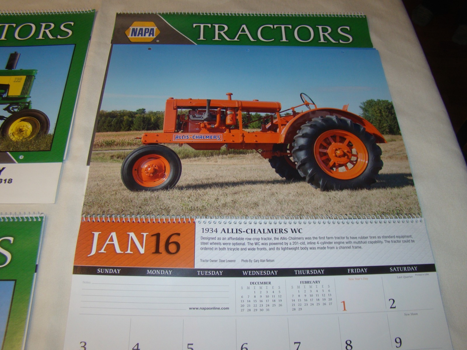 Lot of 4 2016 Napa Tractor Classics of Yesteryear Calendars Pittsgrove NJ 08318