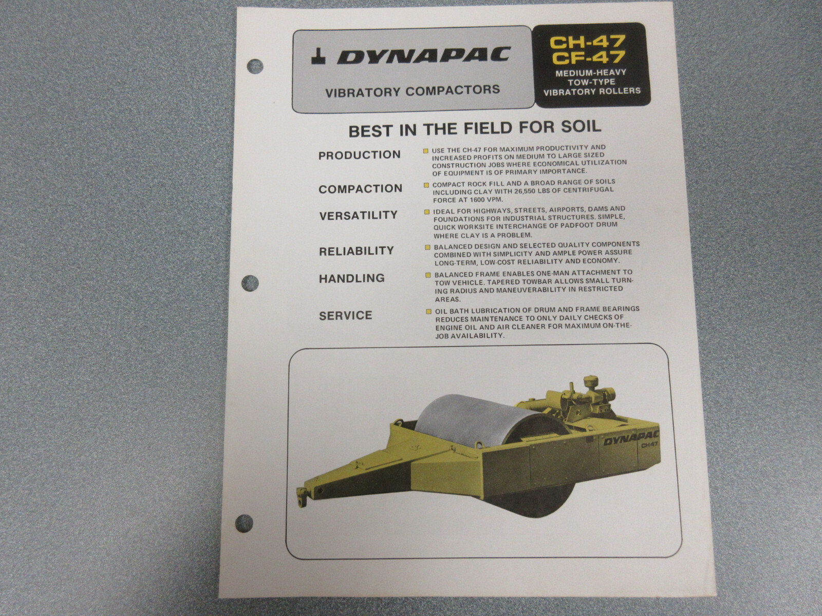 Dynapac CH-47 & CF-47 Roller Compactor Brochure 2 Page