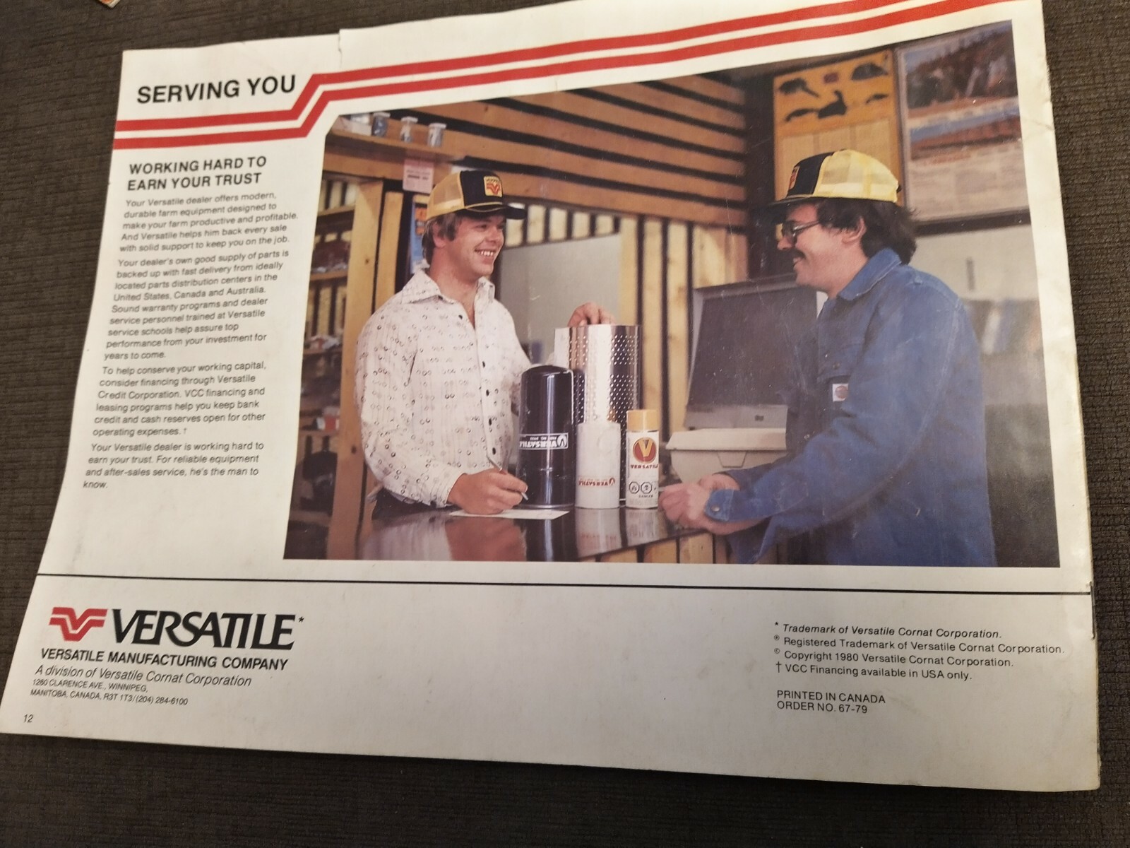 Vintage Versatile SP 400 & 4400 Swather Brochure 8 1/2 x 11″ 12 page