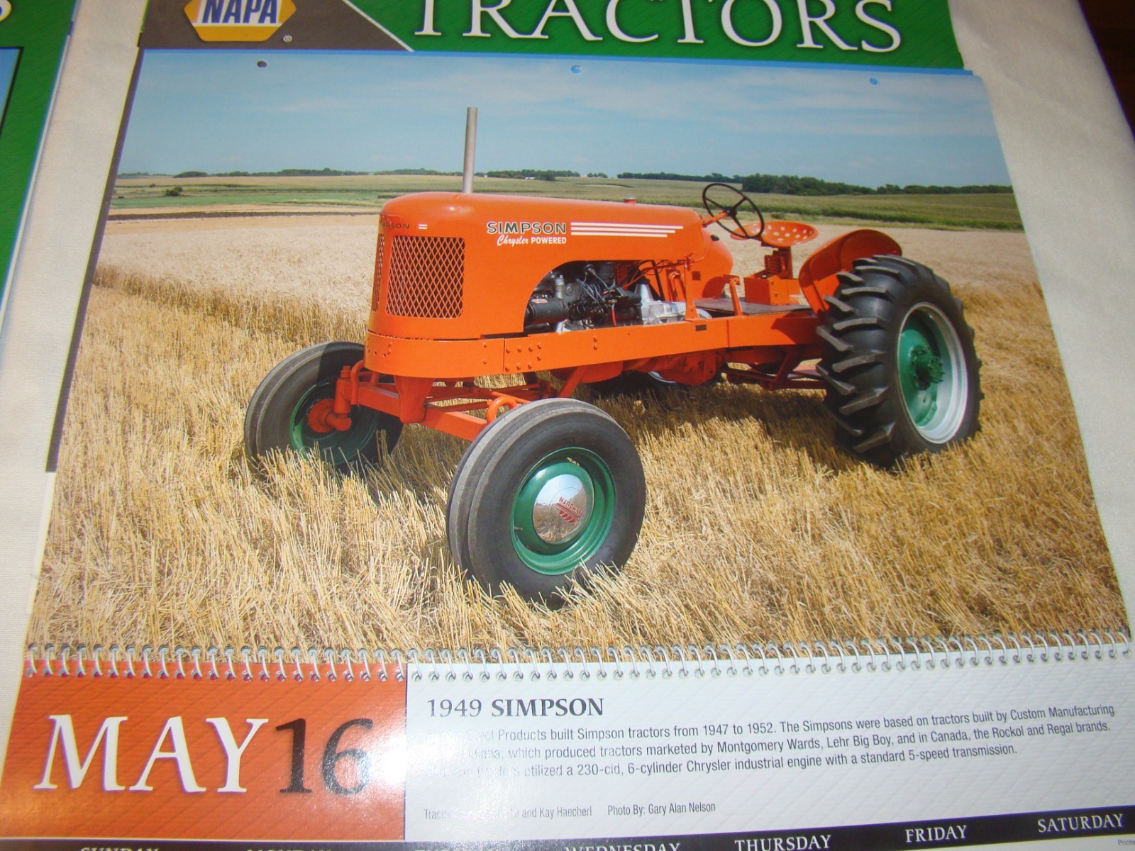 Lot of 4 2016 Napa Tractor Classics of Yesteryear Calendars Pittsgrove NJ 08318
