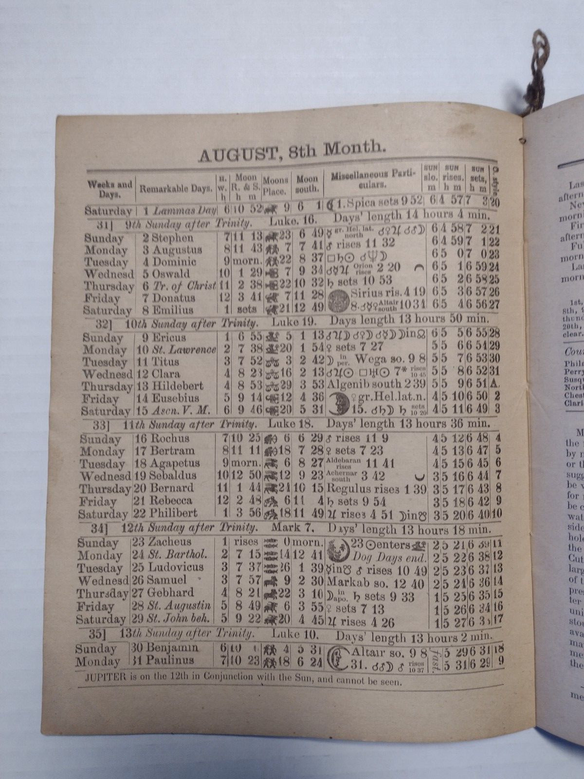 1896 John Baer’s Sons Lancaster, PA Agricultural Almanac