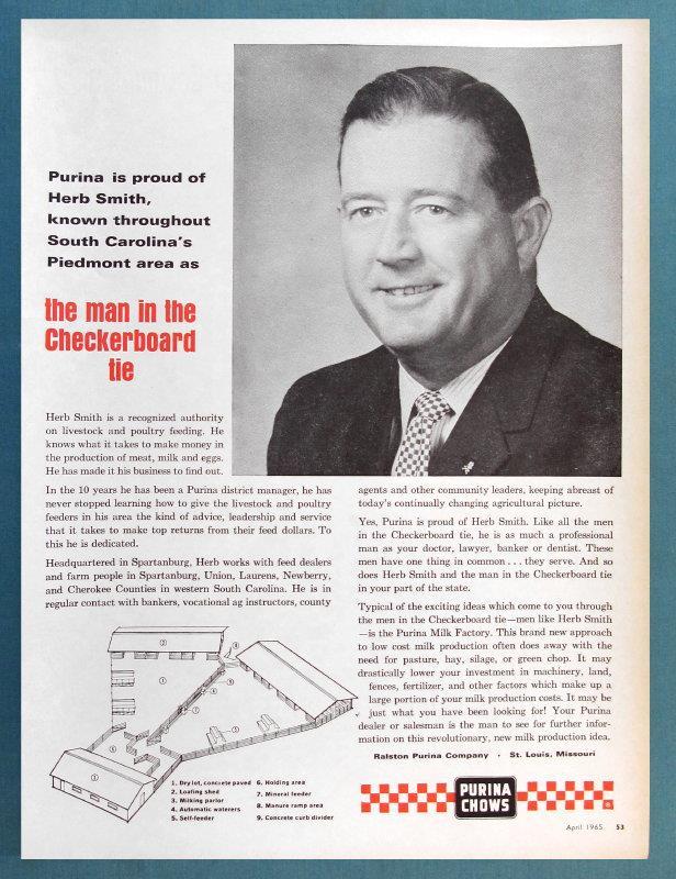 Orig 1965 Purina Ad Photo Endorsed By Herb Smith of Piedmont Area South Carolina
