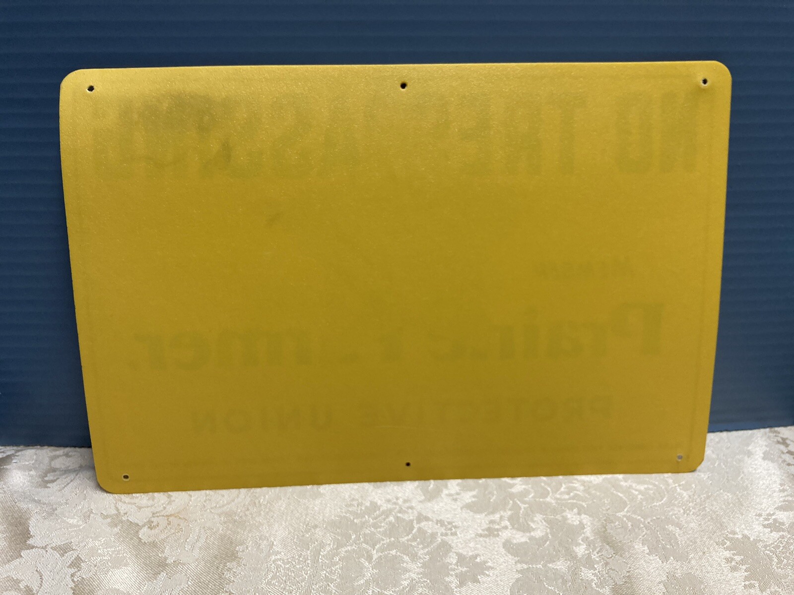 Vtg Prairie Farmer Protective Union No Traspassing Sign Plastic 22×8 Preowned