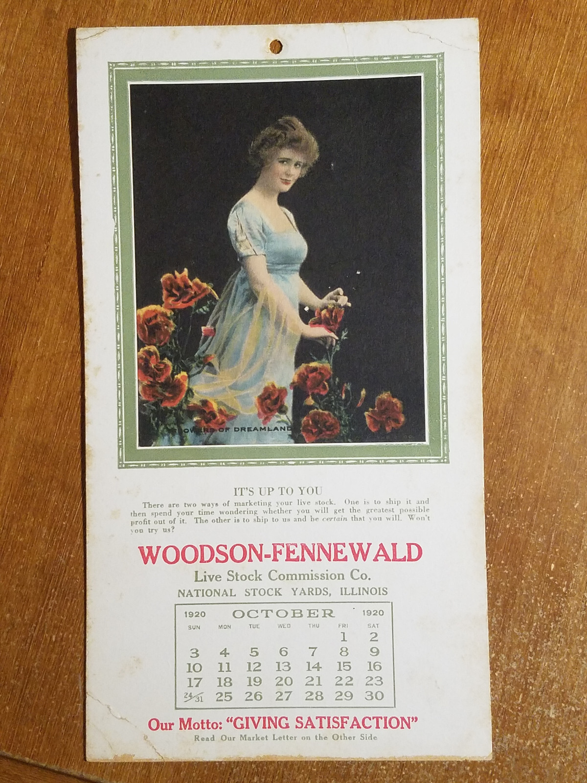 1920 Calendar, Woodson-Fennewald National Stock Yards, Illinois