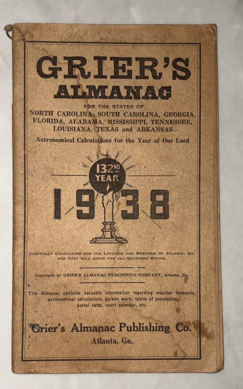 Lot of 4 Vintage GRIER’S ALMANAC 1930, 1931, 1938, 1939 & 1941 Issues See Pics