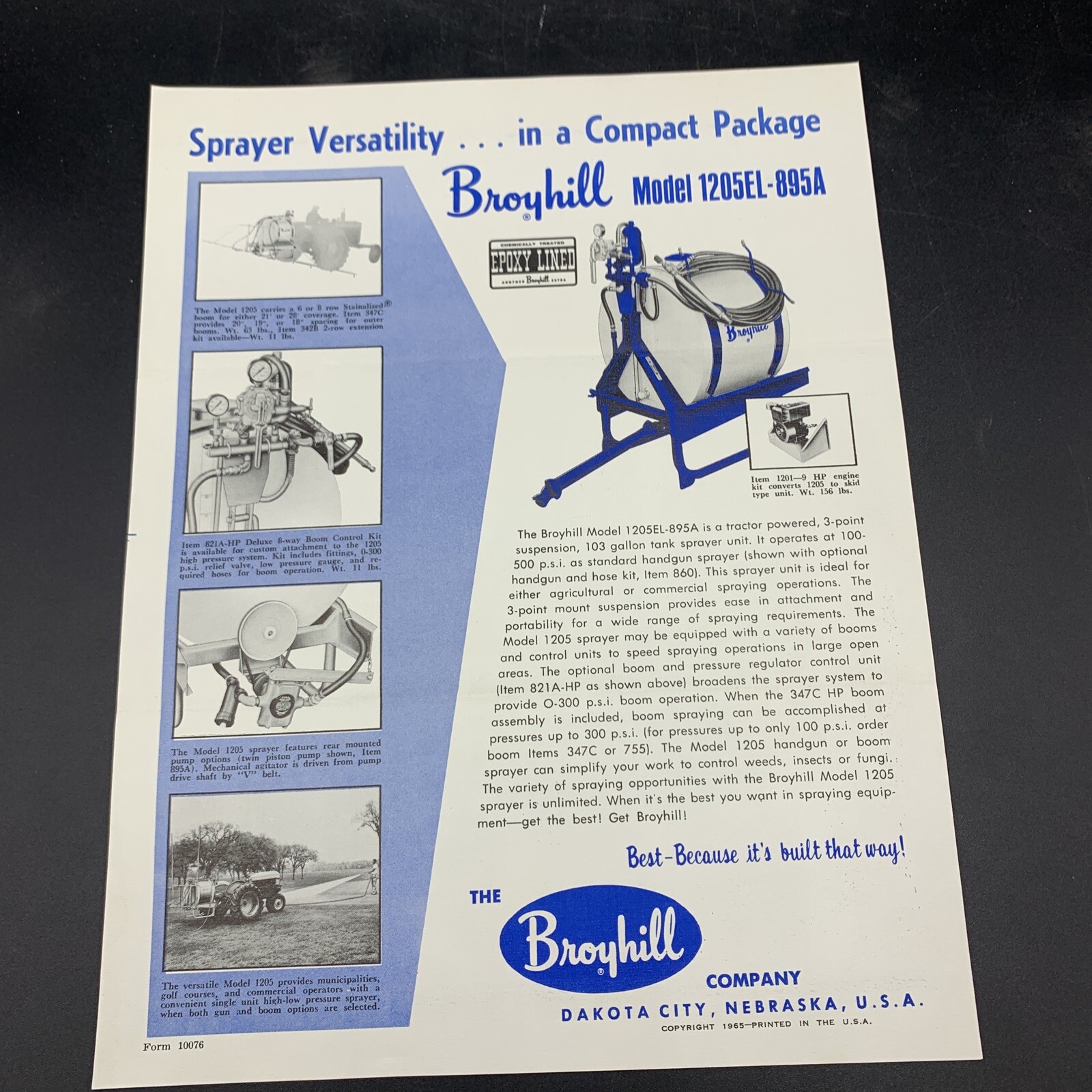 Lot of 3 Broyhill Company Farm Equipment Sales Brochures-Dakota City Nebraska