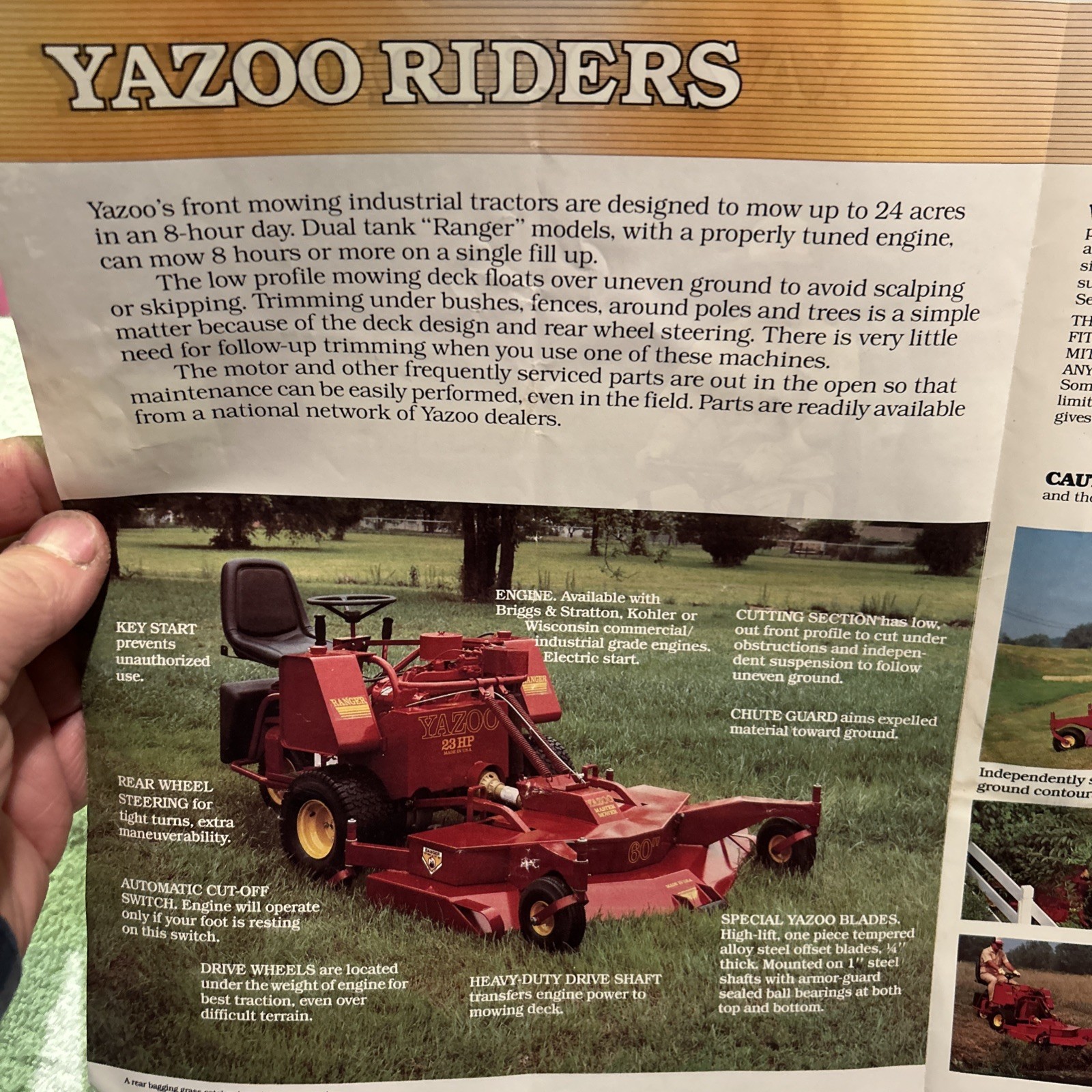 Yahoo Riders Mower Pamphlet 1984 Ranger Brochure Vintage Original