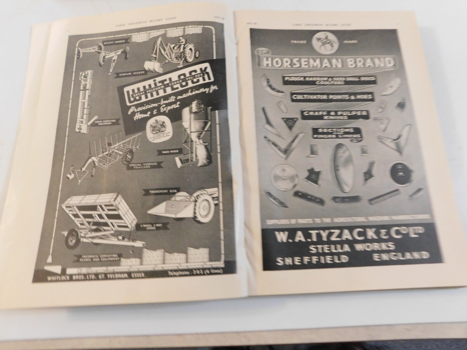1957-58 FARM IMPLEMENT BUYER’S GUIDE ENGLAND RAKES POTATO DIGGERS DAIRY ELEVATOR