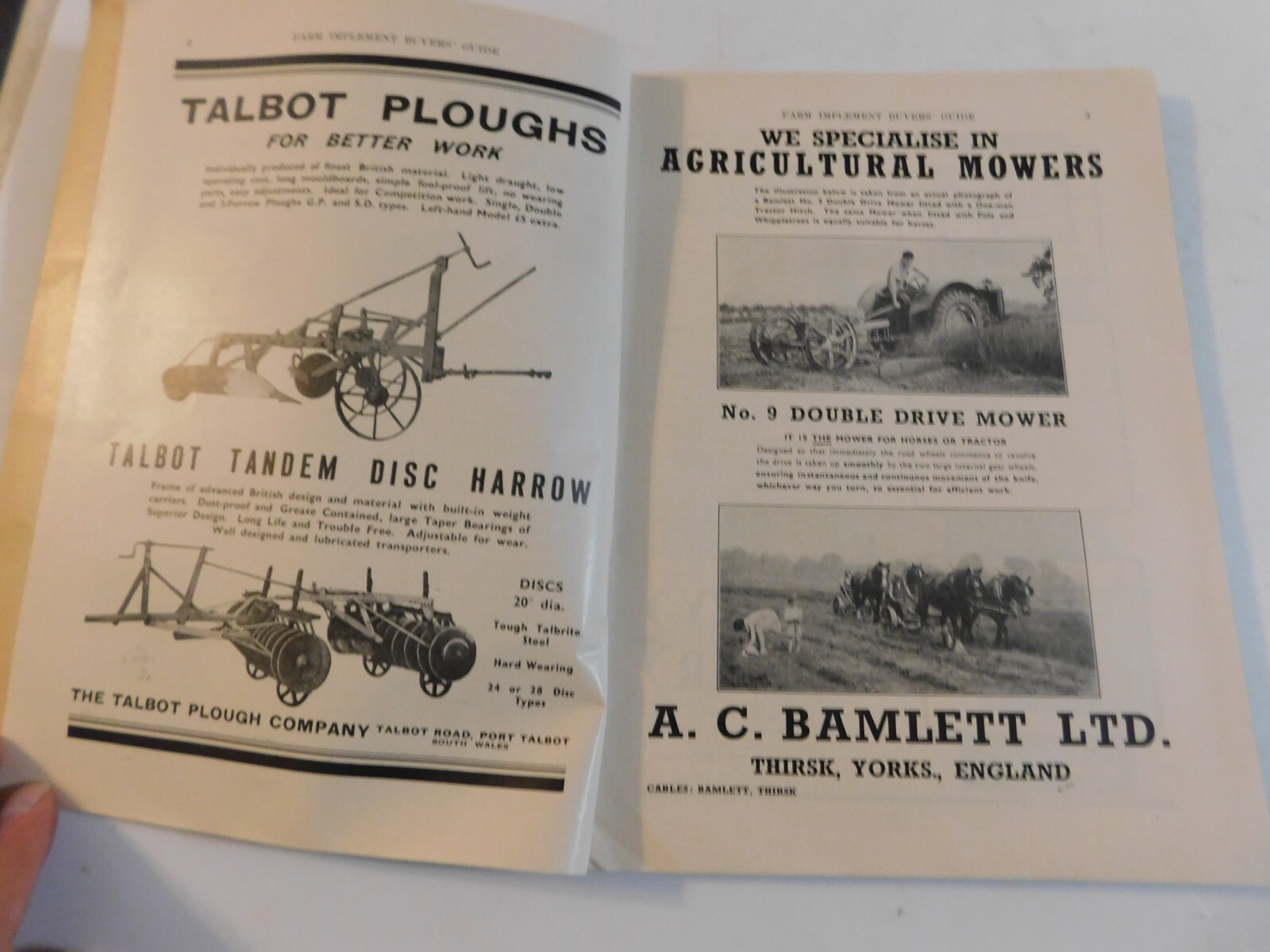 1946 FARM TRACTORS IMPLEMENT BUYER’S GUIDE EXPORT EDITION ALBION MACHINES