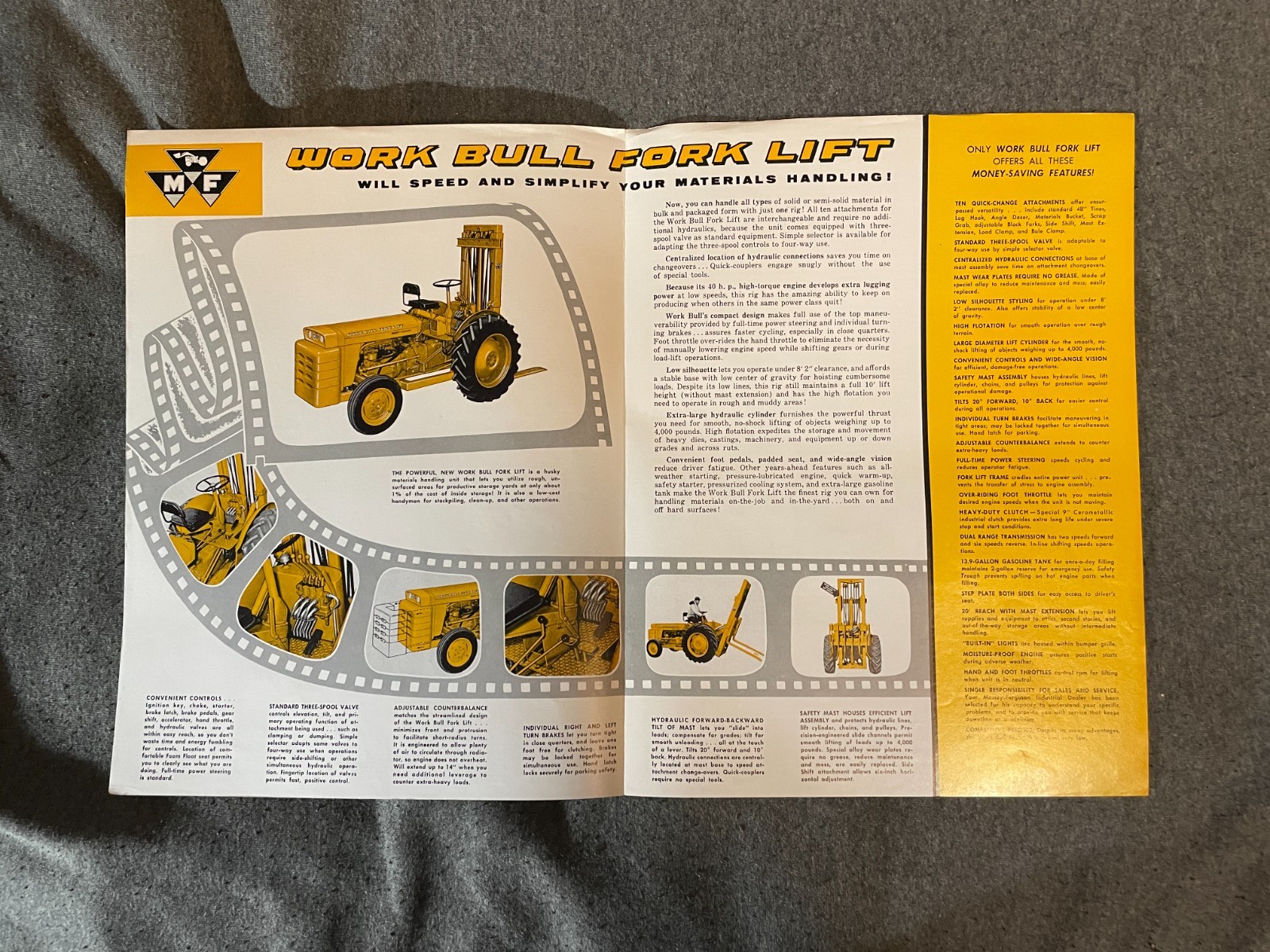 1950’s Massey Harris Ferguson Work Bulls Life Brochure Spec Sheet 4 Pages
