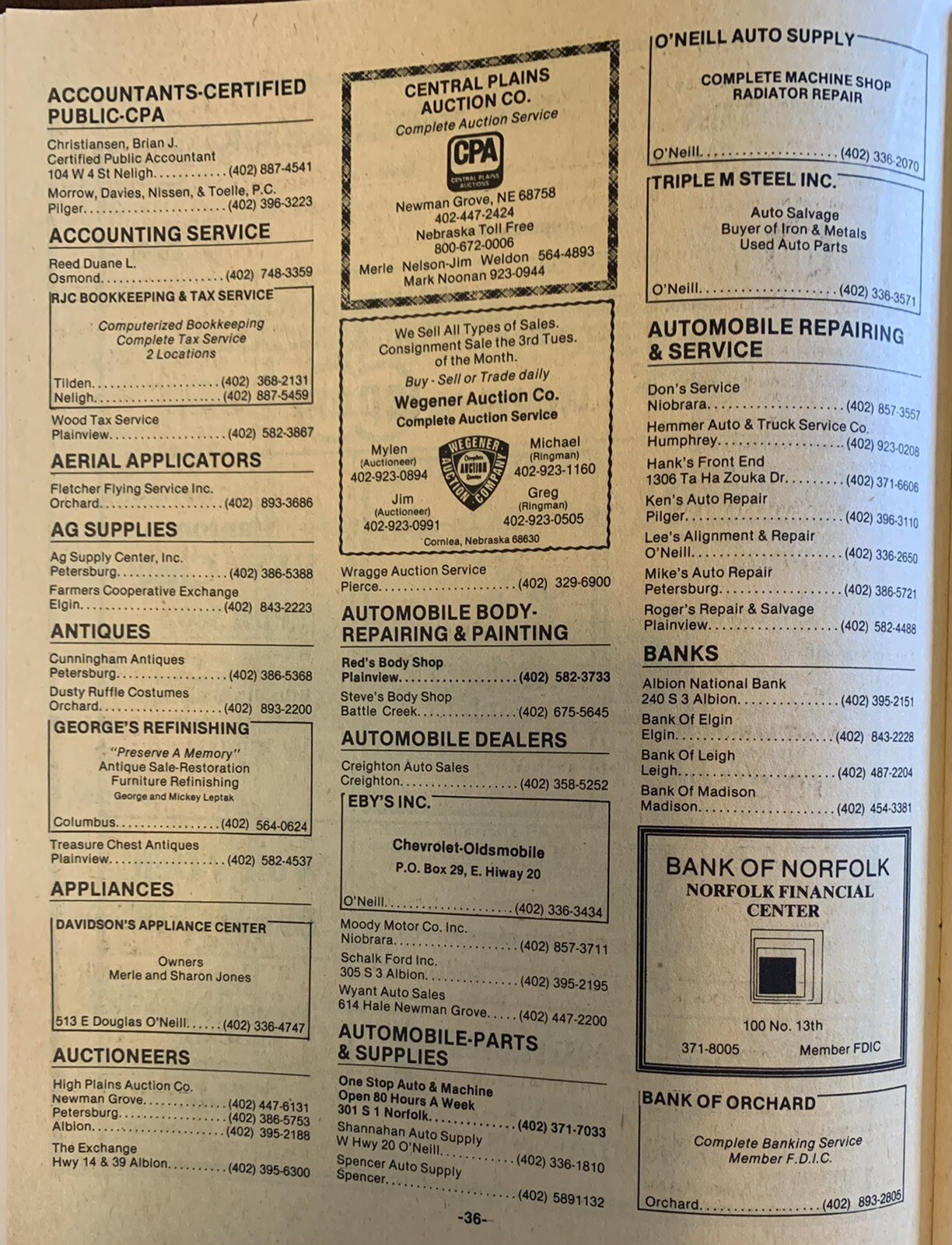 Nebraska Farm/Ranch Register 1987 Advertising Maps Directory