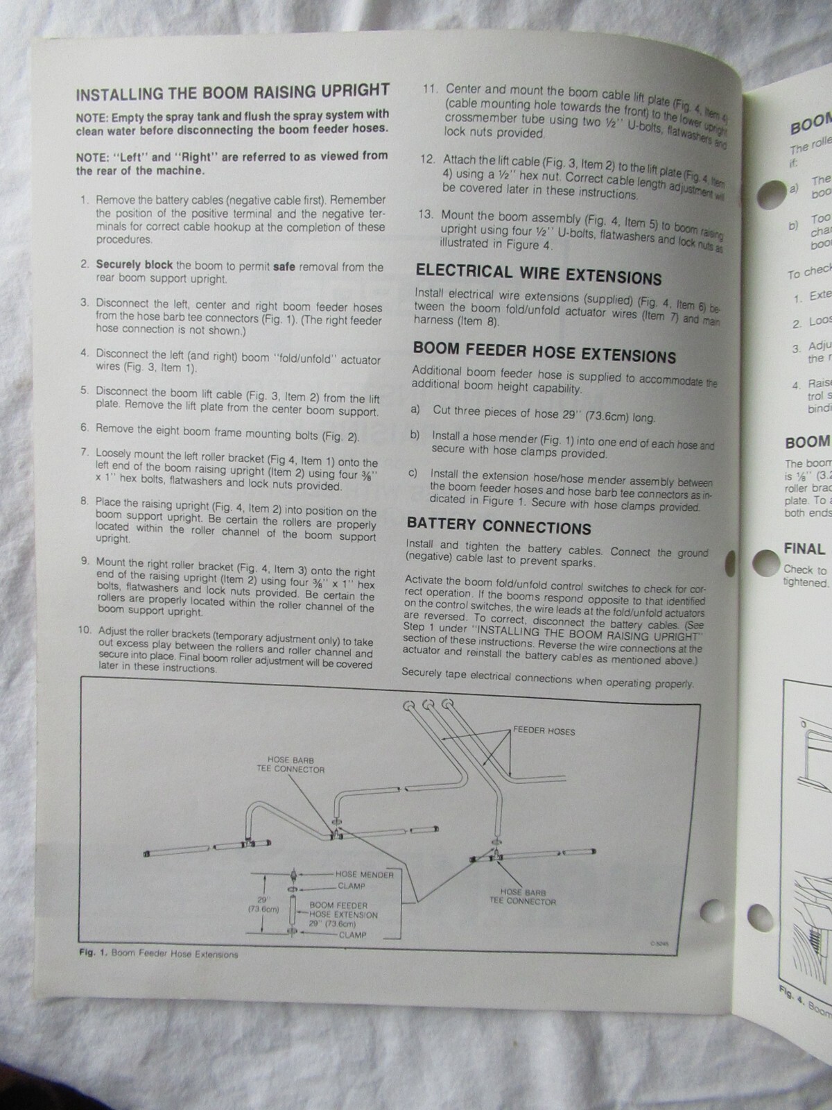 1984 Clark Melroe Spra-Coupe Boom Raising Kit Mounting Instructions Manual