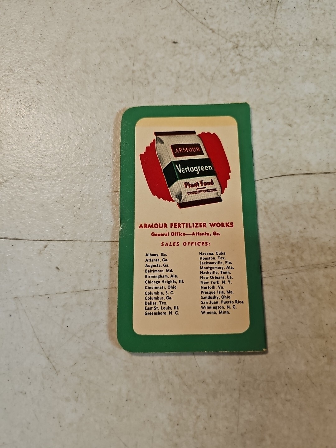 VTG 1950-51 Agriculture Armour’s Big Crop Fertilizer’s Calendar Notepad