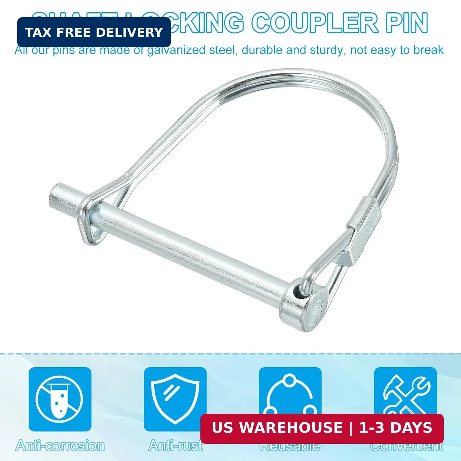 PATIKIL Trailer Coupler Pin 3/16×1-5/8×1.38″(D*L*IW), 6 Pcs Wire Lock Pin Safety