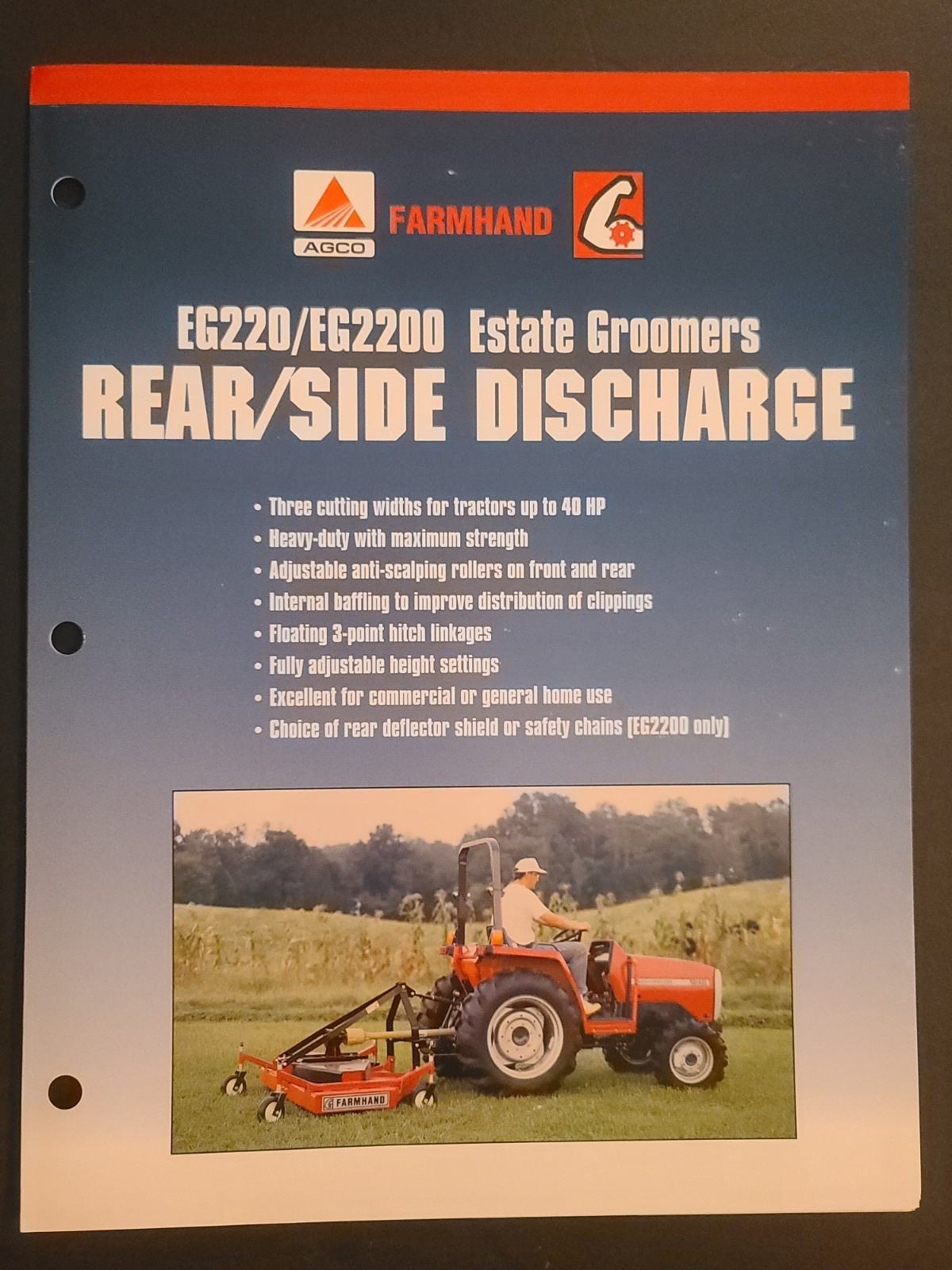 Vintage 1996 Agco Farmhand EG220 EG2200 Estate Groomers Brochure