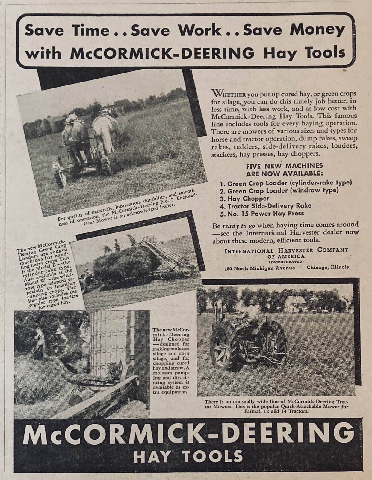 1939 AD.(XH17)~INTERNATIONAL HARVESTER MCCORMICK-DEERING HAY TOOLS