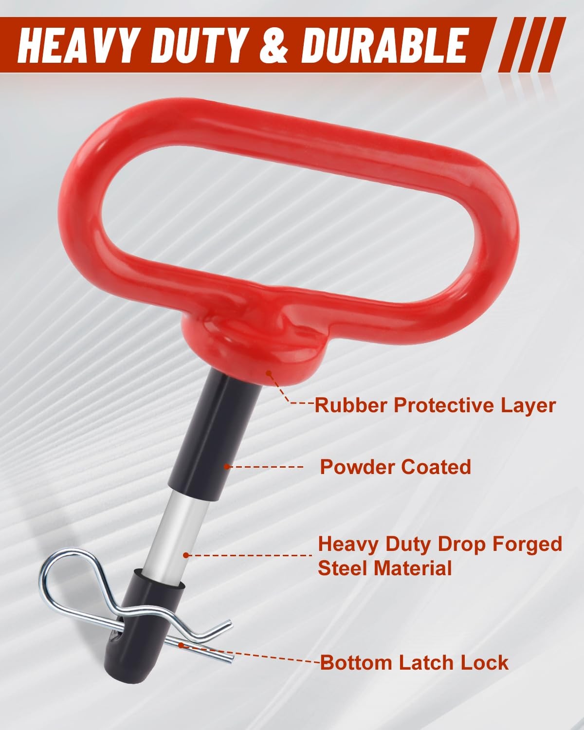 EilxMag 2Pack Hitch Pin, 1/2 x 3 Inch Trailer Pin with Clip 2-Pack, RED