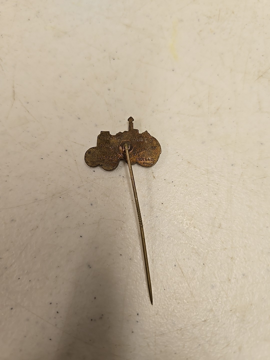 Antique 2.5″ Brass Advance-Rumley La Porte IN Advertising Tractor Stick Pin