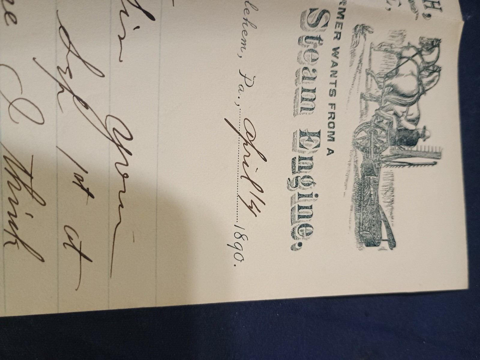 Vintage 1890 M’EMEN & SMITH Farm Implements,Letter & Envelope