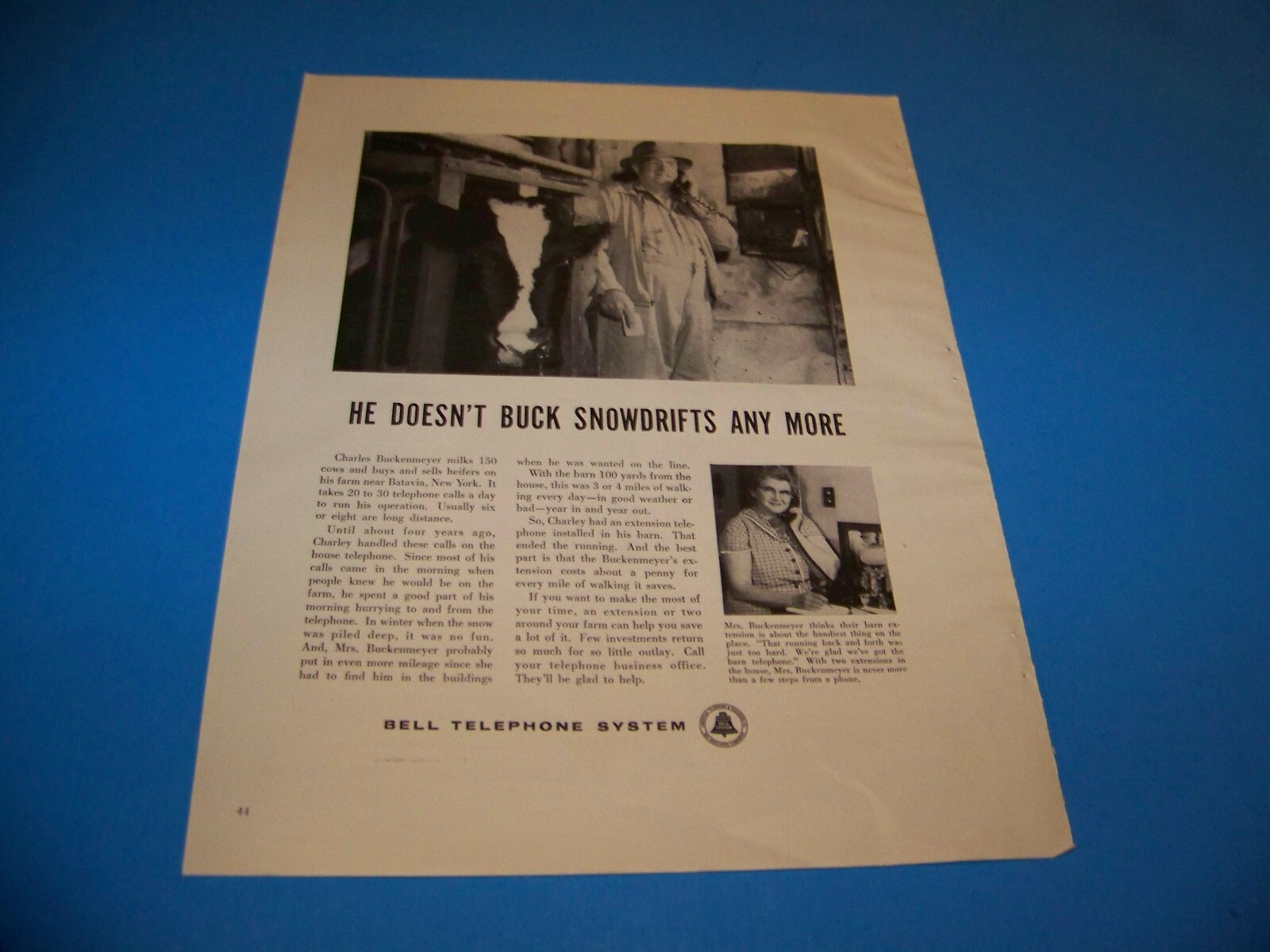 Bell Telephone / Northrup Seeds Agricultural Print Ad from Magazine Vintage 1960