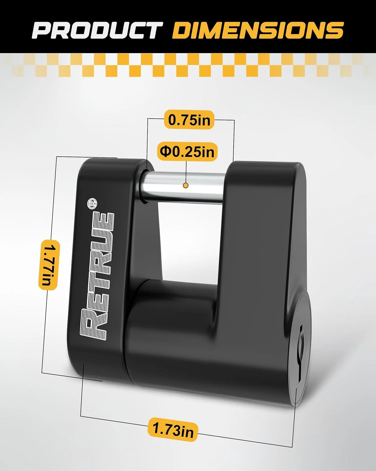 RETRUE Trailer Tongue Coupler Lock, Trailer Hitch Lock,Dia 1/4 Inch, 3/4 Inch Sp