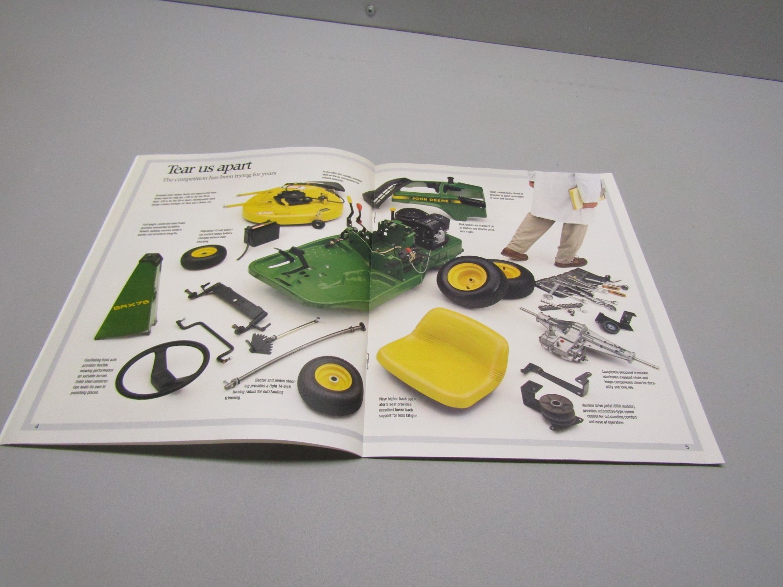 JOHN DEERE RIDER MOWERS GX70 GX75 SRX75 SRX95 DEALER SALES BROCHURE UNKNOWN YEAR