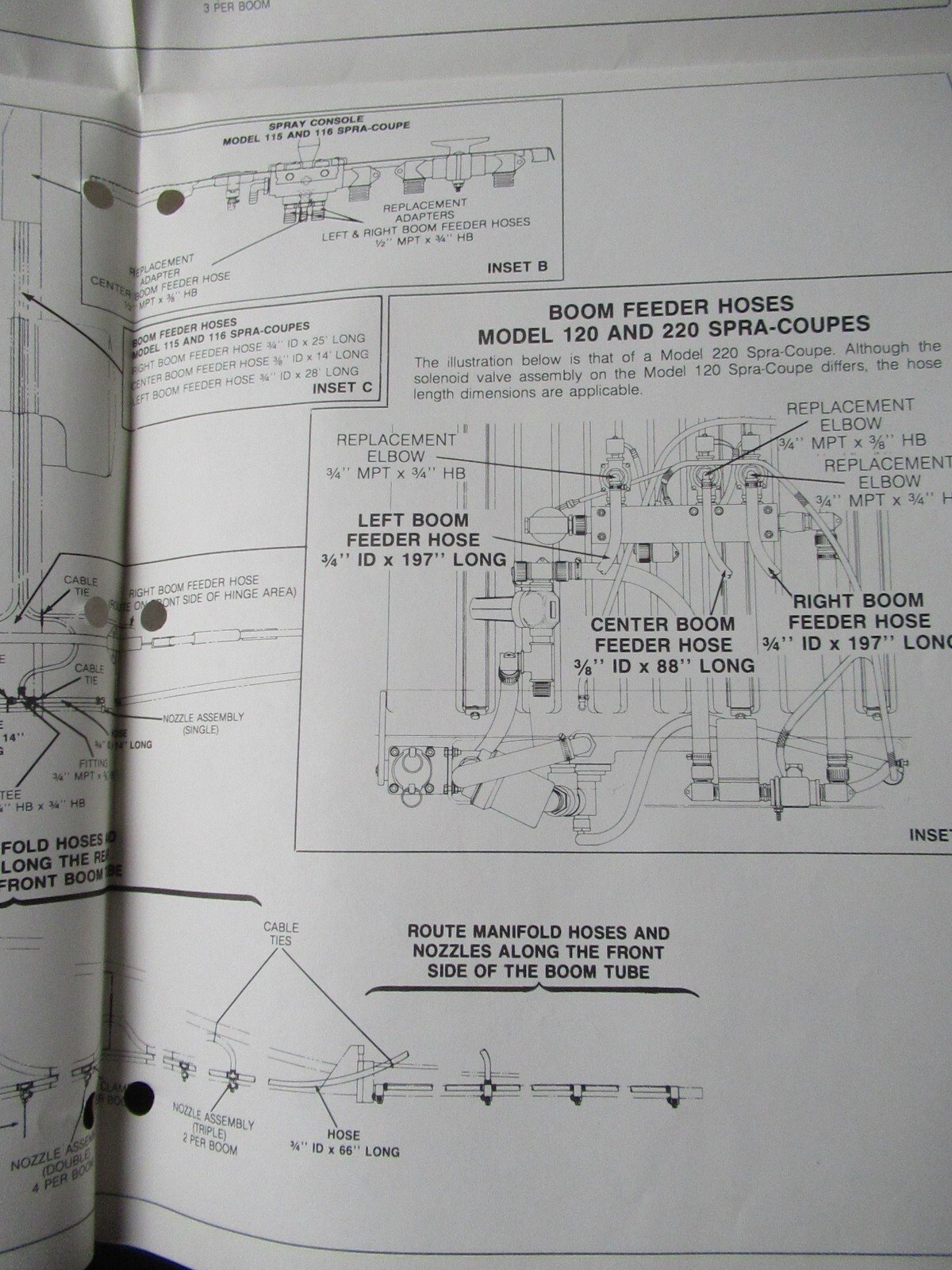 Melroe Spra-Coupe 115 116 120 220 Boom Manifold Nozzle Space Instructions Manual