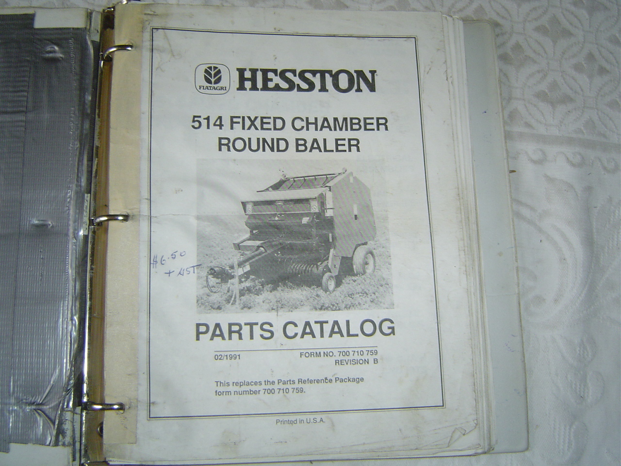 Hesston 514 fixed chamber round baler parts catalog manual book