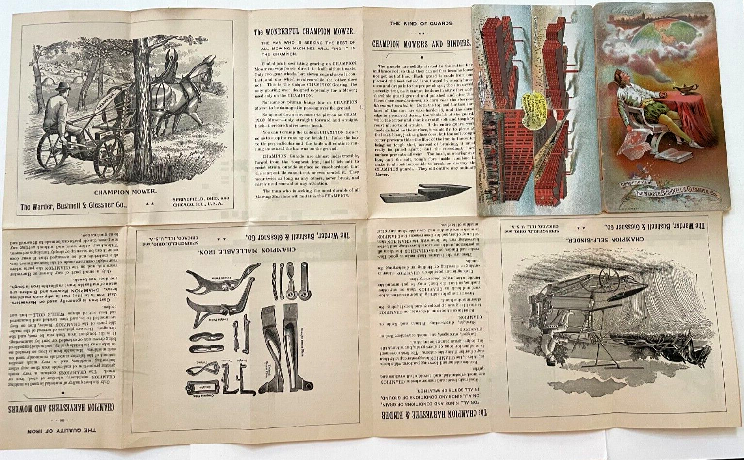 Fantastic Victorian Trade Brochure & Map “The Warder Bushnell & Glessner Co” *