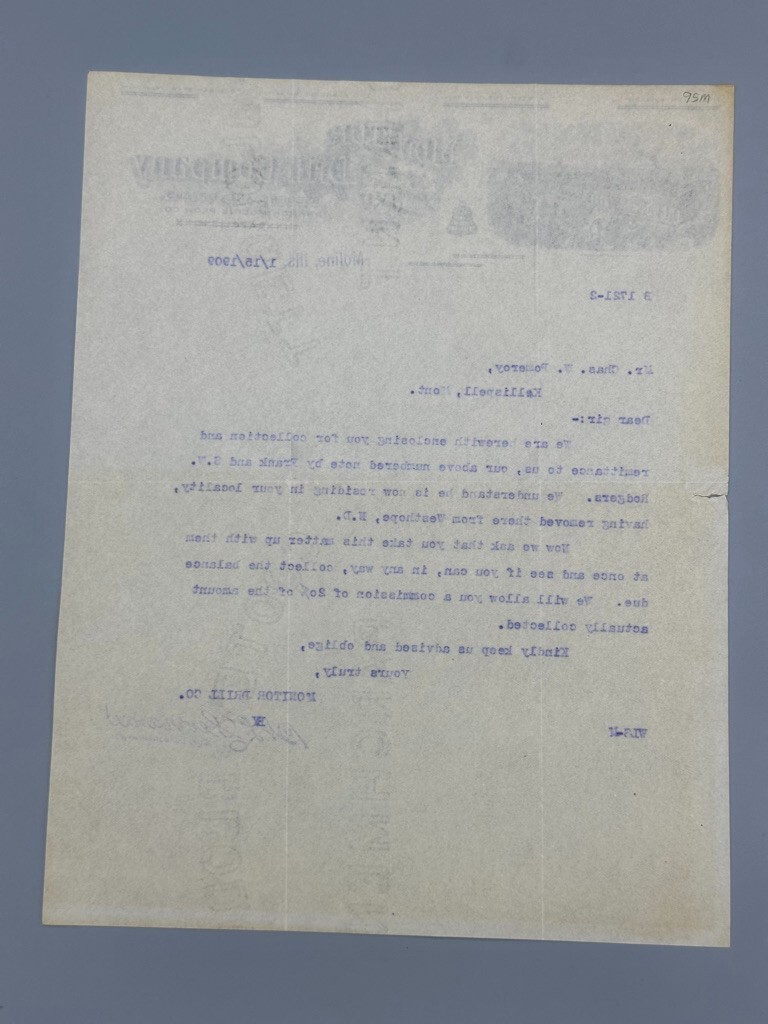 1909 MONITOR DRILL Co FARM ADVERTISING Illustrate Letter Antique MOLINE Illinois