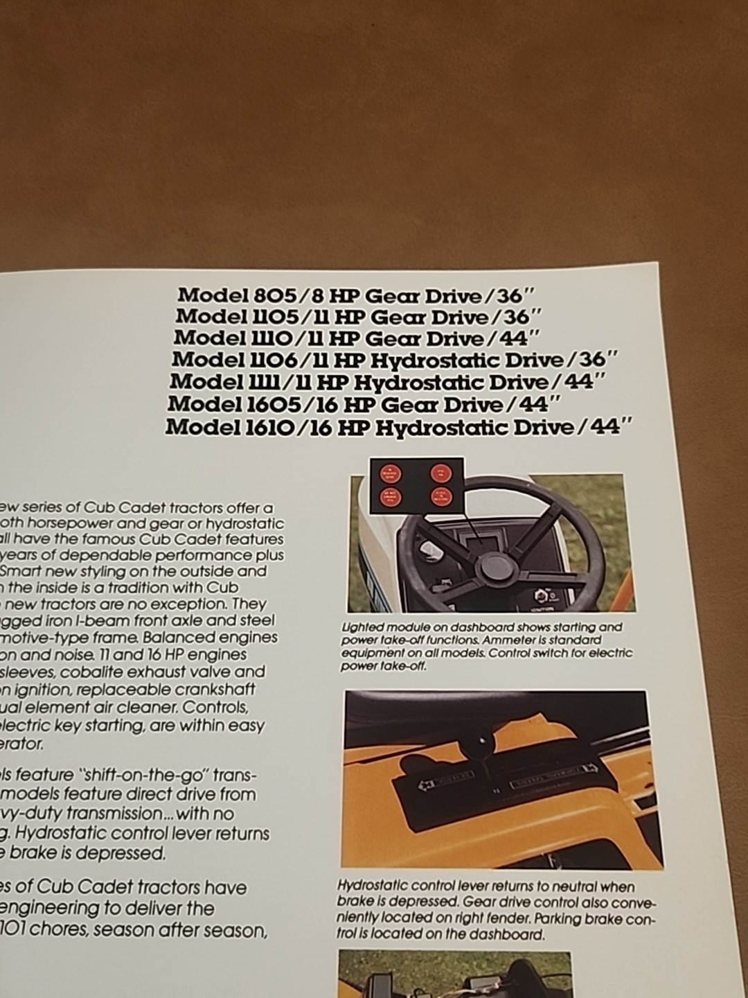 Cub Cadet 805 1105 1110 1106 1111 1605 1610 Lawn Tractor BROCHURE FREE SHIPPING