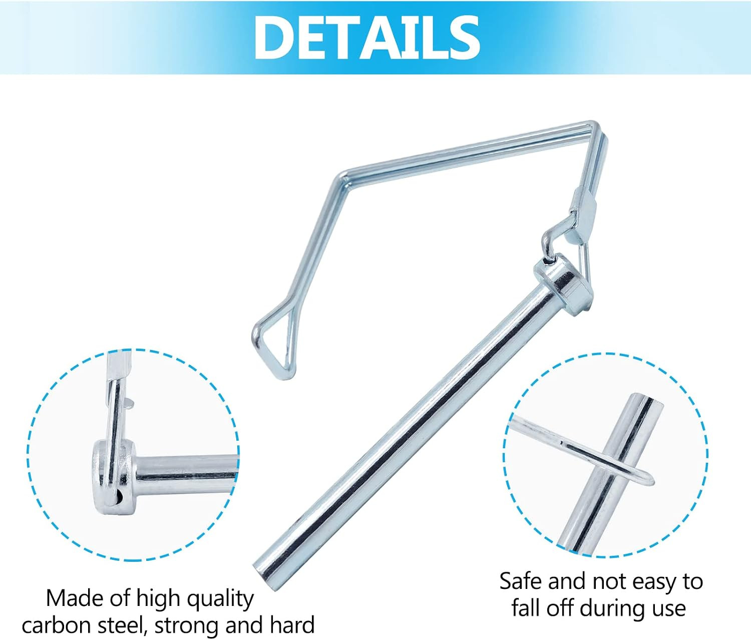 10 Pack 1/4″ X 3″ Square Shaft Locking Pin, Heavy Duty Safety Coupler Pin for Tr