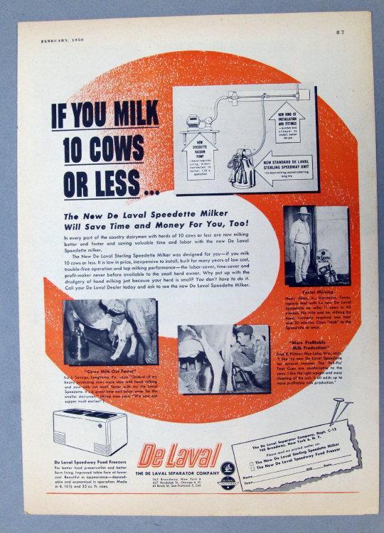 Original 1950 Dairy Ad Photo Endorsed by Henry Fine of Navasota texas