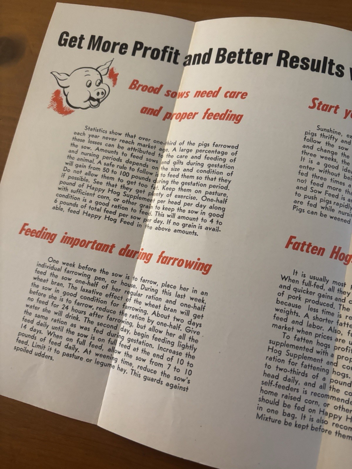 Happy Hog Feeding Hints Brochure 1950’s ? EXCELLENT CONDITION Free Shipping