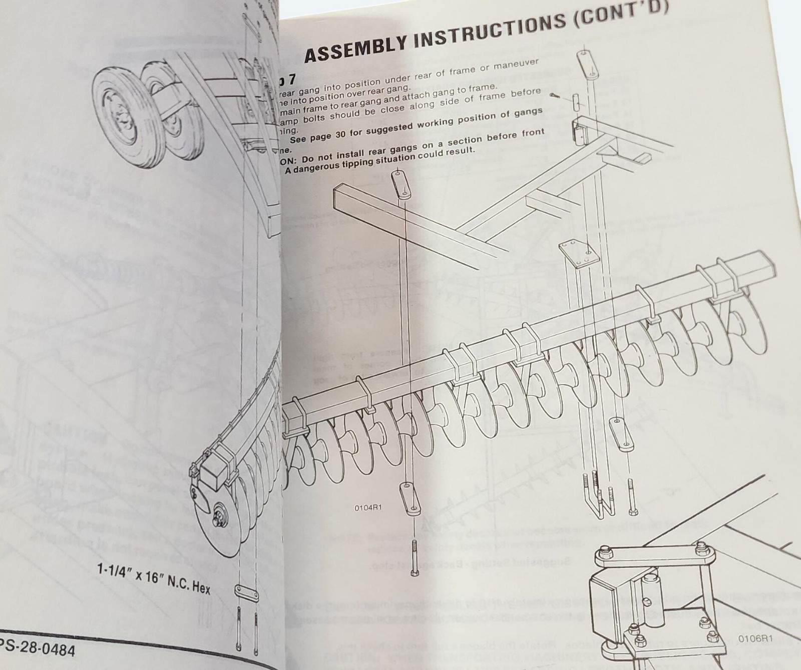 1984 Wil-Rich Standard Rolling Plow Disk Operator’s Manual RPS 20 Series 10’-16’