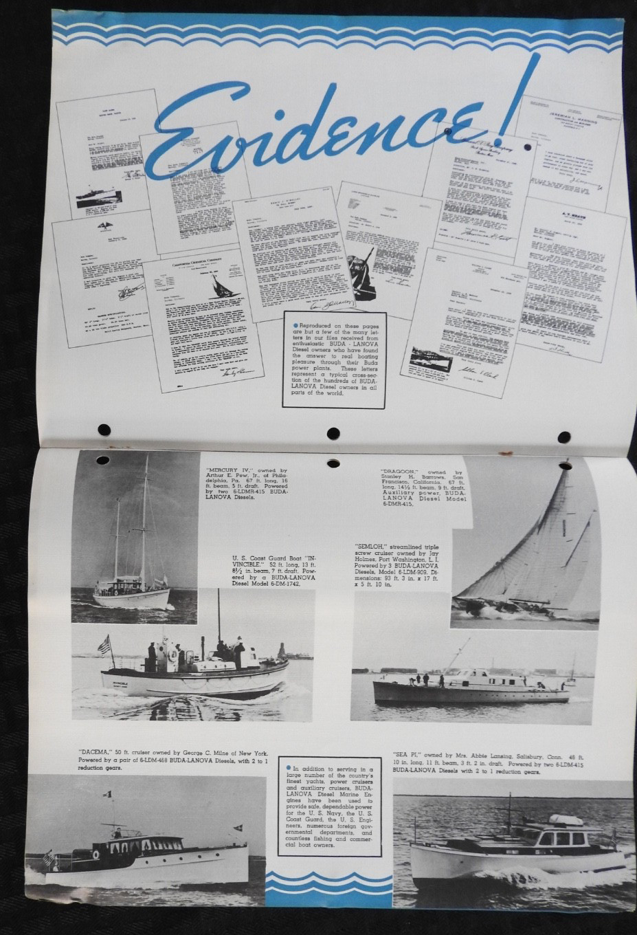 1940 “Buda Lanova Marine Diesel Engines” Work-Tow-Fish-PLEASURE Boat Brochure