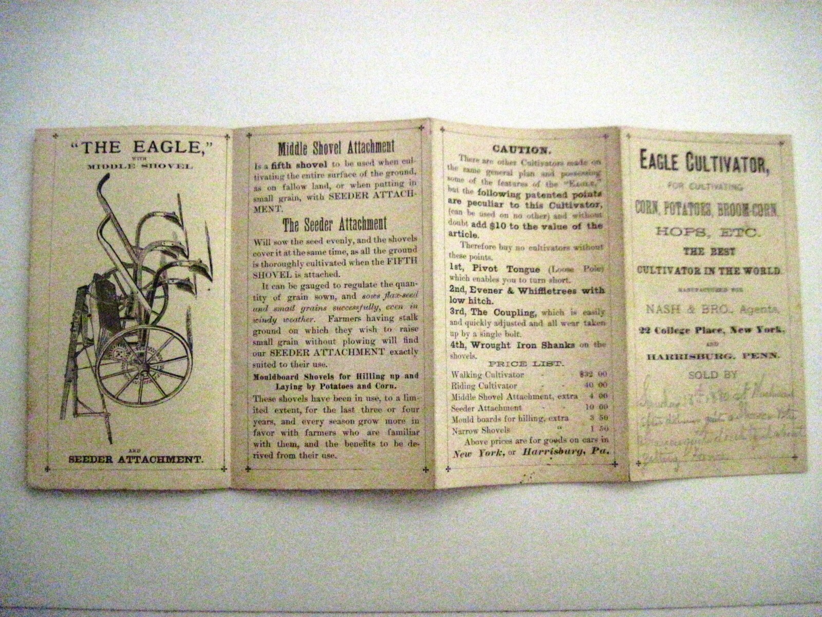 1880 Pull-Out Advertising Brochure for “Eagle Cultivator” w/ Great Pictures *
