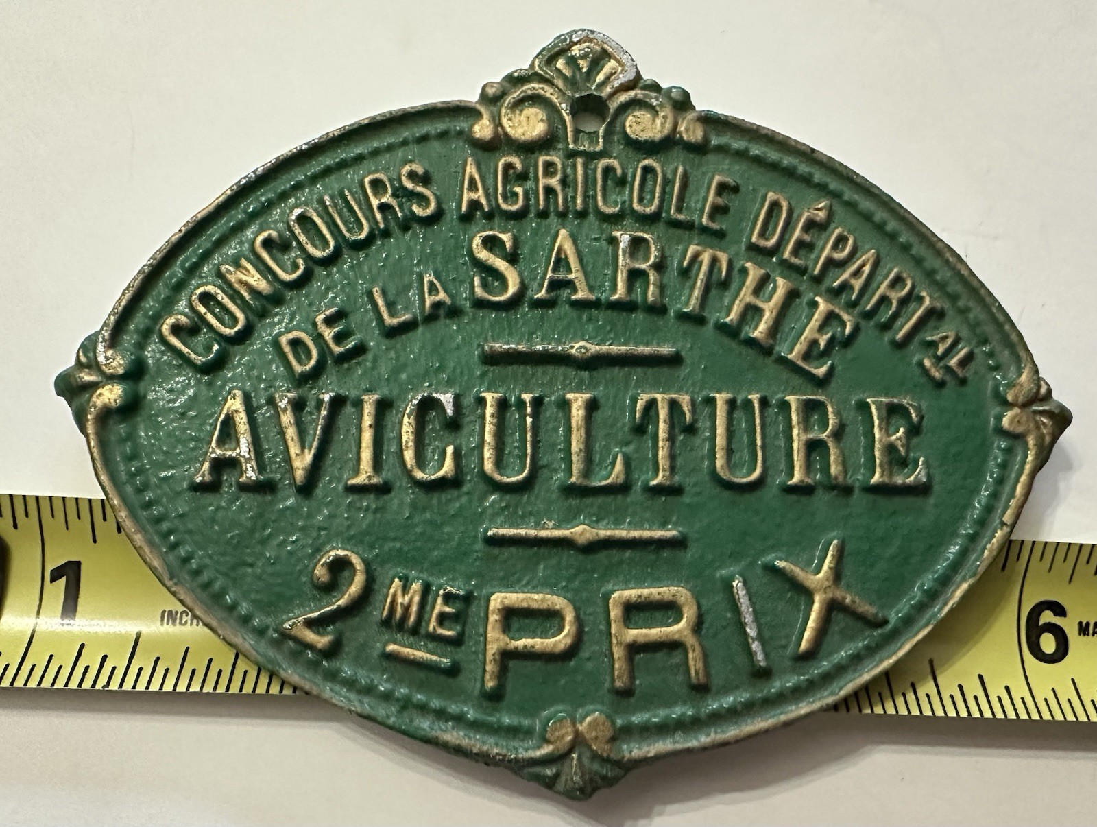 Vintage Concours Agricole Depart Al DeLa Sarthe AVICULTURE 2me Prix Wall Plaque