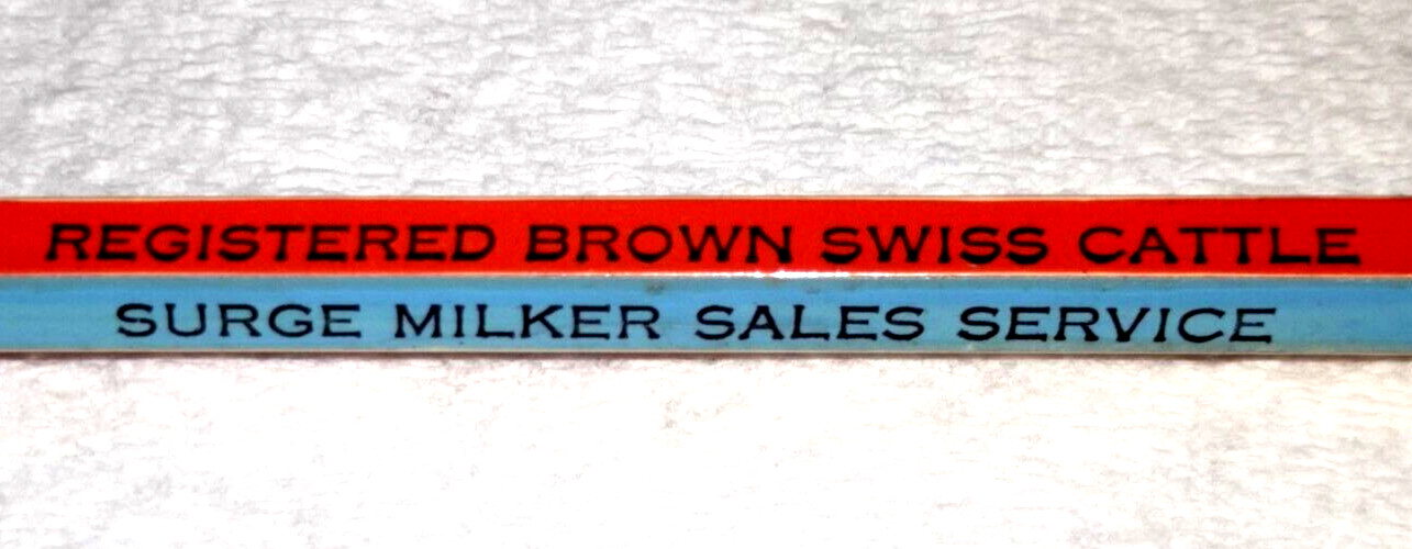 LONG FERRULE”Swiss Bell Farm*Reg. Swiss Brown Cattle*Roanoke, ILL”Unused Pencil