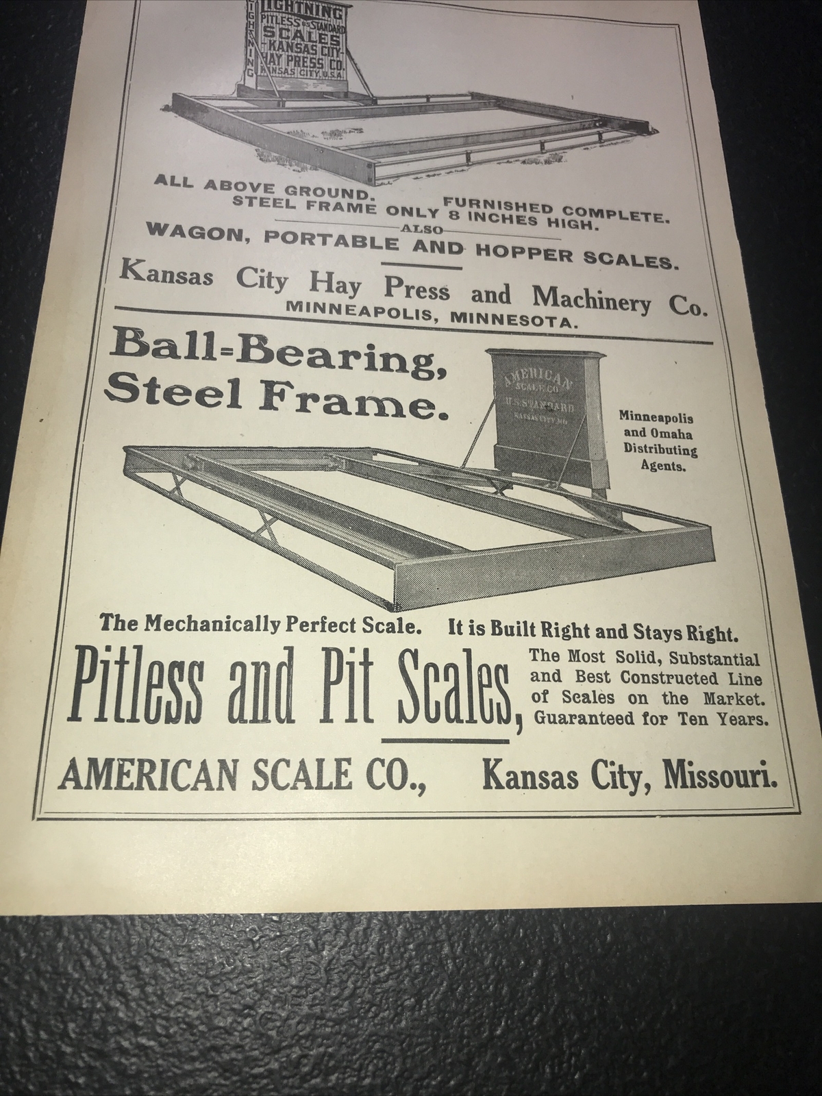 1908 Kansas City Hay Press Scales Farm Advertising – Kansas City – Missouri