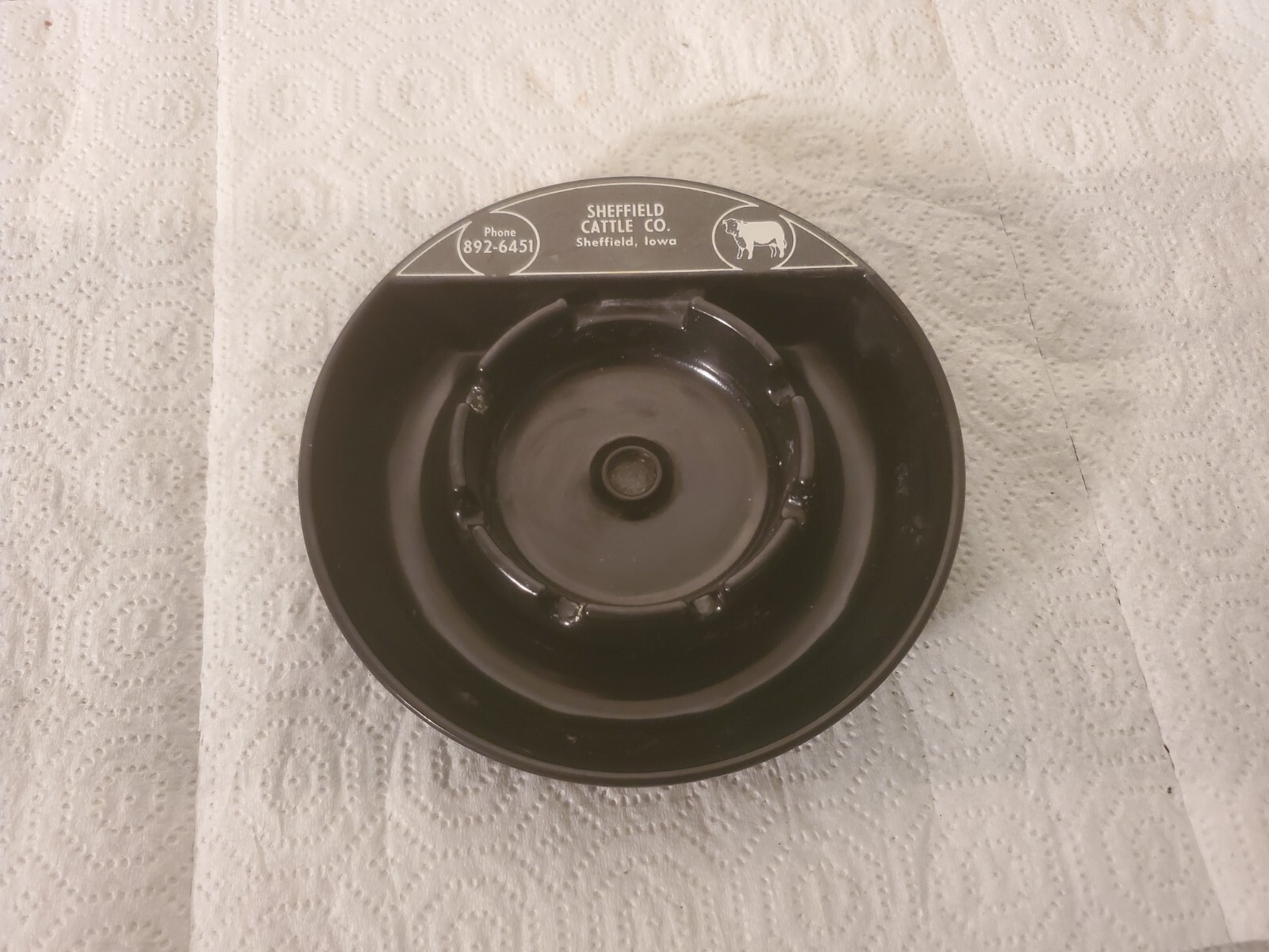 5-1/2″ Hard Plastic Ashtray Sheffield Cattle Company Sheffield Iowa Ranching