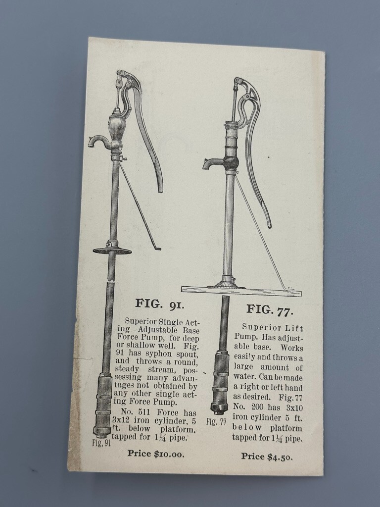 c 1880 BEAN’s Water Force PUMP Holton Mfg Antique FARM Advertising INDIANAPOLIS
